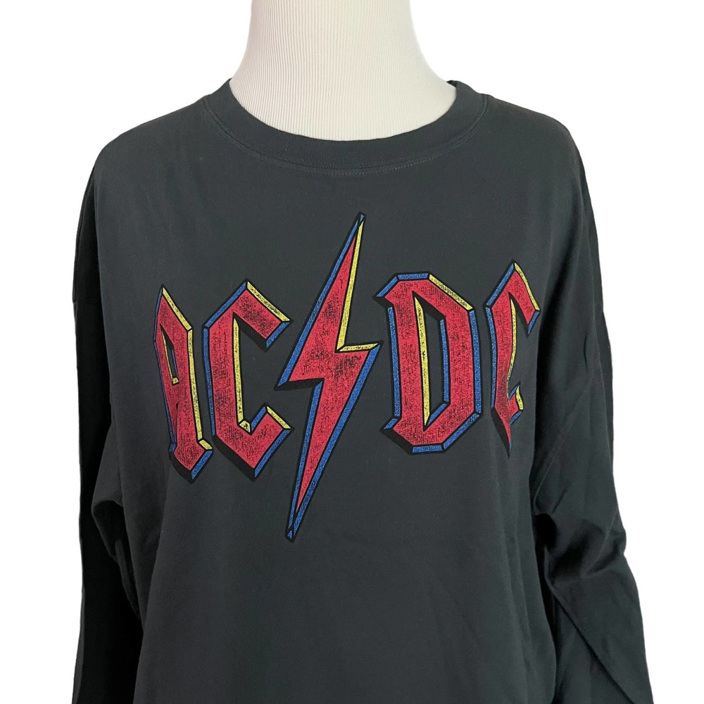 NEW Daydreamer ACDC Long Sleeve Cropped Tee Vintage Black